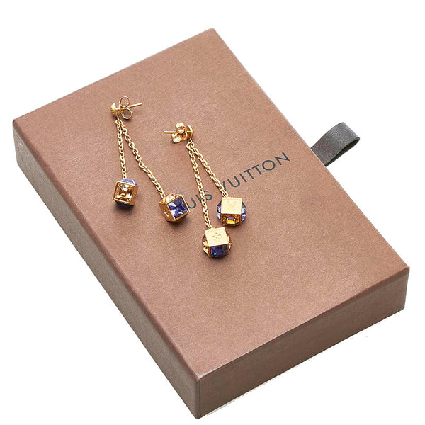 ルイ ヴィトン ブークルドレイユ バンダンギャンブル ピアス M66059 ゴールド パープル メッキ レディース LOUIS VUITTON 【中古】
