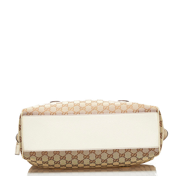 グッチ GGキャンバス ショルダーバッグ ハンドバッグ 154180 ベージュ キャンバス レザー レディース GUCCI 【中古】