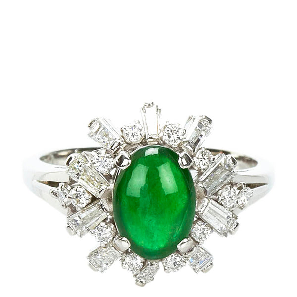 Pt900 プラチナ ひすい ダイヤ0.85ct リング 指輪 レディース 14.5号 【中古】