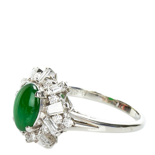 Pt900 プラチナ ひすい ダイヤ0.85ct リング 指輪 レディース 14.5号 【中古】