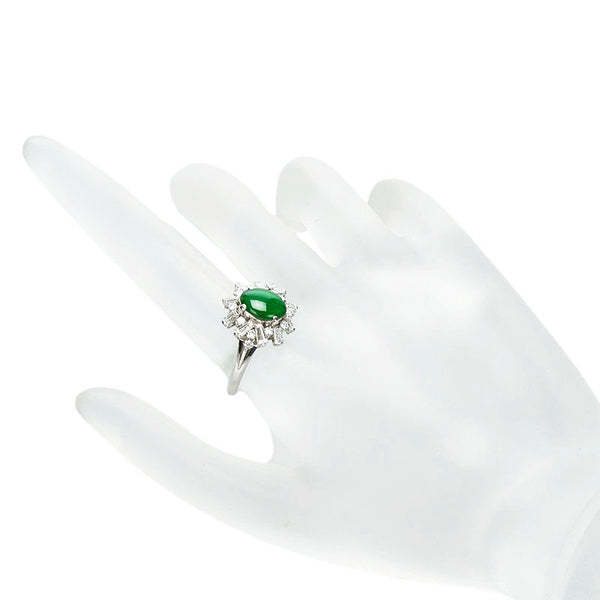 Pt900 プラチナ ひすい ダイヤ0.85ct リング 指輪 レディース 14.5号 【中古】