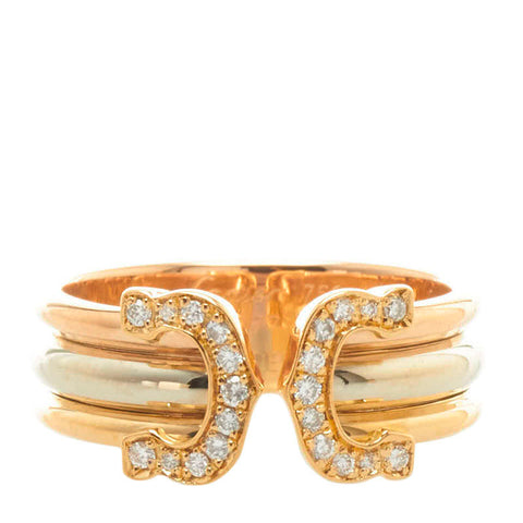 カルティエ K18YG イエローゴールド K18PG ピンクゴールド K18WG ホワイトゴールド ダイヤ 2C トリニティ ダイヤ リング 指輪 レディース CARTIER 8号 【中古】