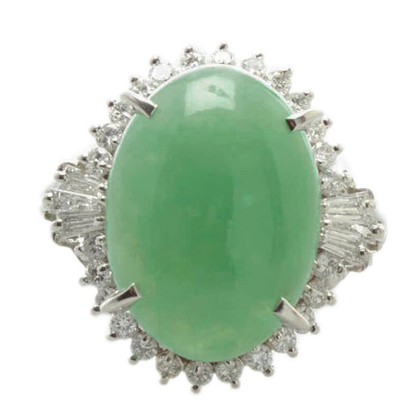 Pt900 プラチナ ひすい9.24ct ダイヤ0.56ct リング 指輪 レディース 12.5号 【中古】
