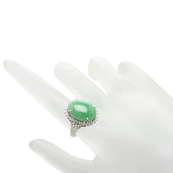 Pt900 プラチナ ひすい9.24ct ダイヤ0.56ct リング 指輪 レディース 12.5号 【中古】