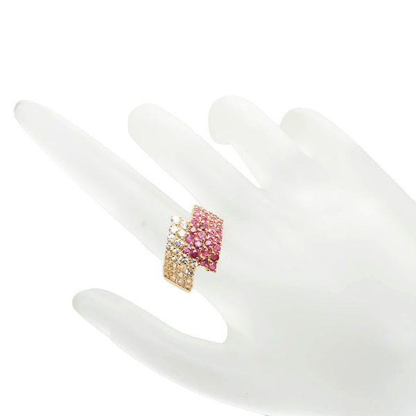 K18YG イエローゴールド ルビー1.65ct ホワイトサファイア1.04ct リング 指輪 レディース 12.5号 【中古】