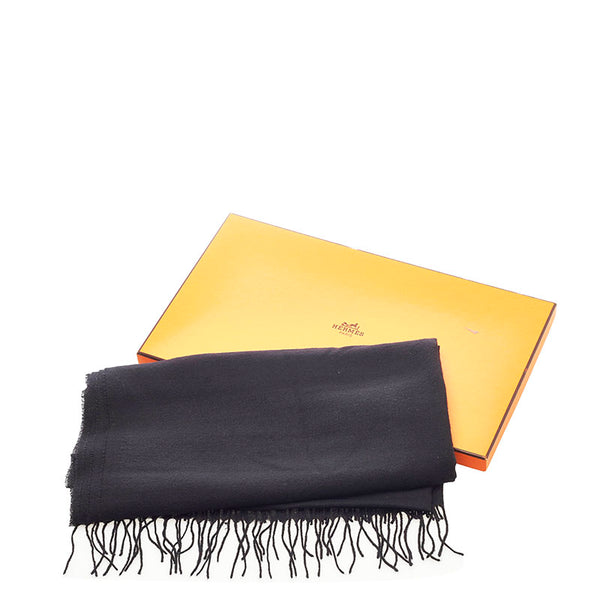 エルメス 大判 マルジェラ期 ストール ショール ブラック カシミヤ レディース HERMES 【中古】