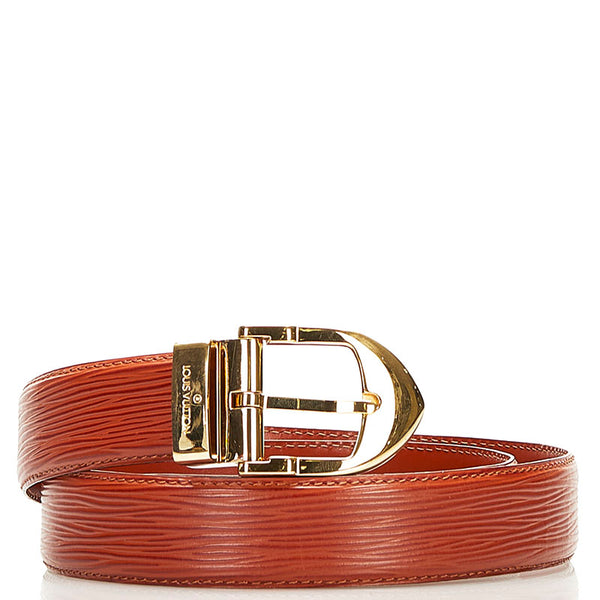ルイ ヴィトン エピ サンチュール クラシック ベルト R15003 ケニアブラウン ゴールド レザー メッキ メンズ LOUIS VUITTON 【中古】