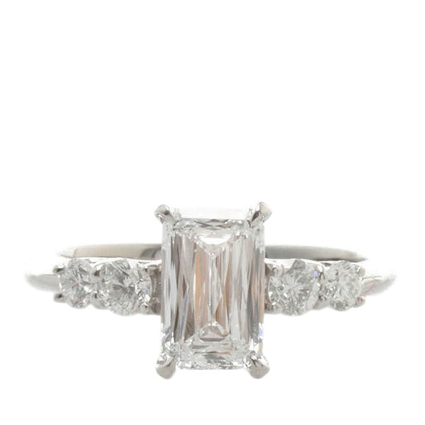 Pt900 プラチナ ダイヤ1.02ct ダイヤ0.24ct スクエア リング 指輪 レディース 5号 【中古】