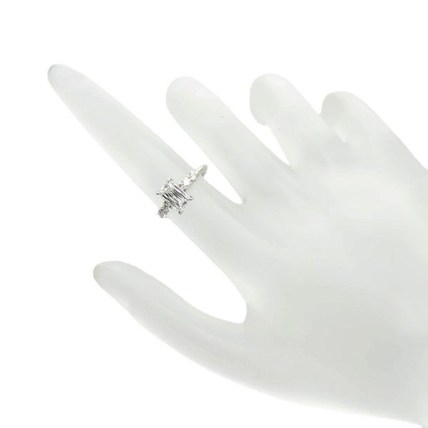 Pt900 プラチナ ダイヤ1.02ct ダイヤ0.24ct スクエア リング 指輪 レディース 5号 【中古】