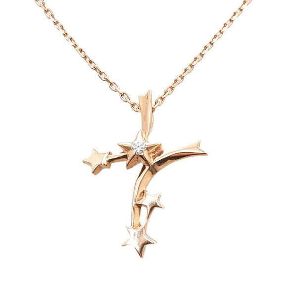 スタージュエリー K10PG ピンクゴールド ダイヤ0.01ct スター ネックレス レディース STAR JEWELRY 【中古】