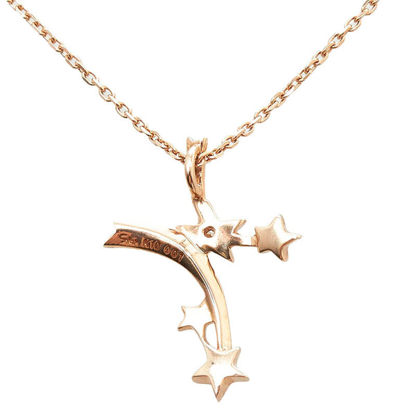 スタージュエリー K10PG ピンクゴールド ダイヤ0.01ct スター ネックレス レディース STAR JEWELRY 【中古】