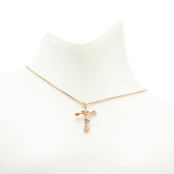 スタージュエリー K10PG ピンクゴールド ダイヤ0.01ct スター ネックレス レディース STAR JEWELRY 【中古】