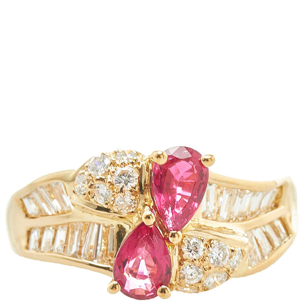 K18YG イエローゴールド ルビー0.89ct ダイヤ0.95ct リング 指輪 レディース 11.5号 【中古】
