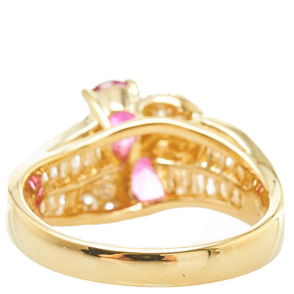 K18YG イエローゴールド ルビー0.89ct ダイヤ0.95ct リング 指輪 レディース 11.5号 【中古】
