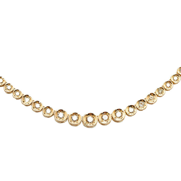 K18YG イエローゴールド ダイヤ3.00ct テニスネックレス レディース 【中古】