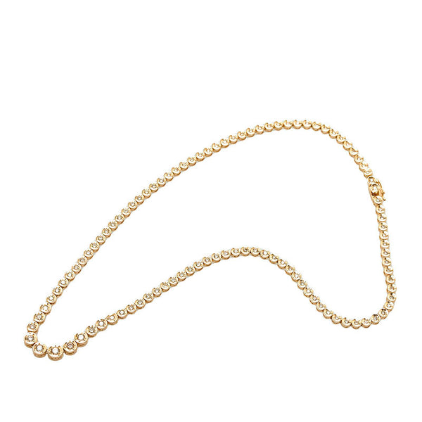 K18YG イエローゴールド ダイヤ3.00ct テニスネックレス レディース 【中古】