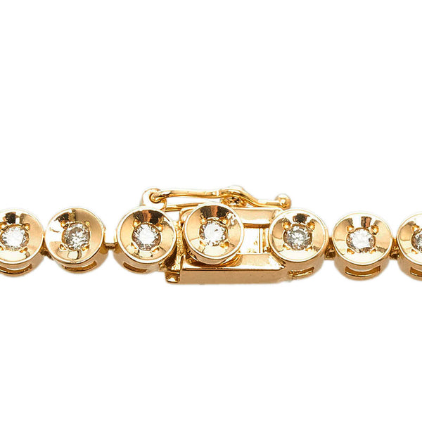 K18YG イエローゴールド ダイヤ3.00ct テニスネックレス レディース 【中古】