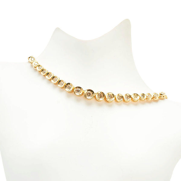K18YG イエローゴールド ダイヤ3.00ct テニスネックレス レディース 【中古】