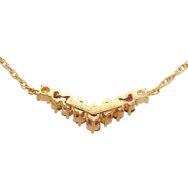 K18YG イエローゴールド ルビー0.92ct ダイヤ0.11ct ライン ネックレス ペンダント レディース 【中古】