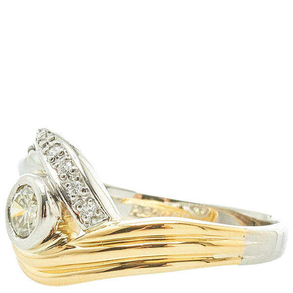 Pt900 プラチナ K18YG イエローゴールド コンビ ダイヤ0.35ct リング 指輪 レディース 12号 【中古】