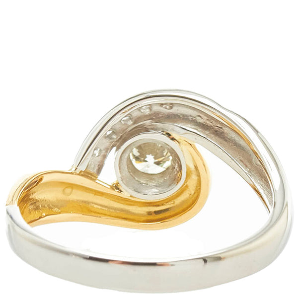 Pt900 プラチナ K18YG イエローゴールド コンビ ダイヤ0.35ct リング 指輪 レディース 12号 【中古】