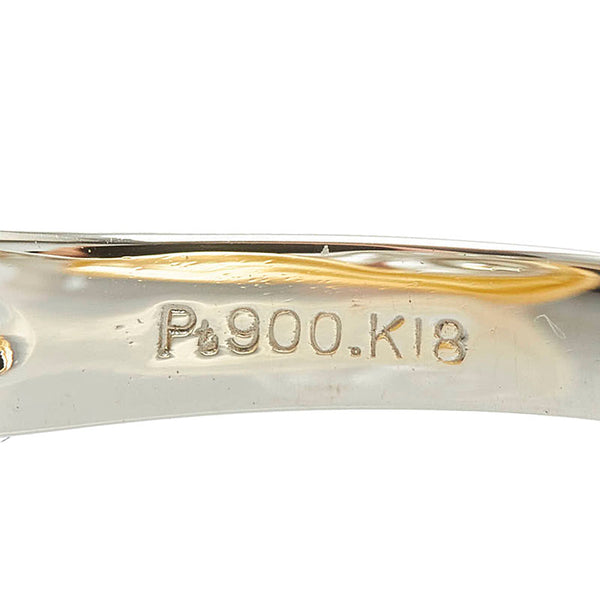 Pt900 プラチナ K18YG イエローゴールド コンビ ダイヤ0.35ct リング 指輪 レディース 12号 【中古】