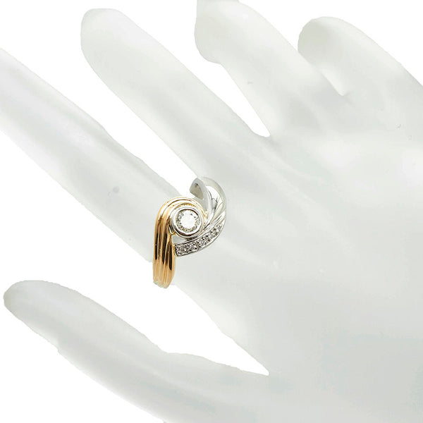 Pt900 プラチナ K18YG イエローゴールド コンビ ダイヤ0.35ct リング 指輪 レディース 12号 【中古】
