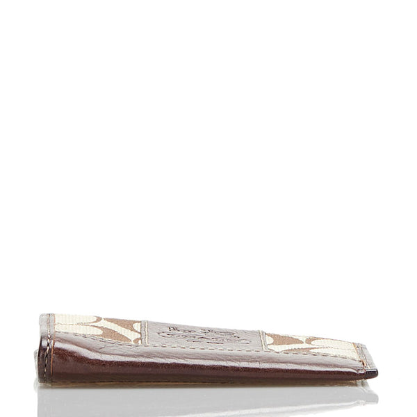 コーチ シグネチャー コインケース ブラウン ベージュ キャンバス レザー レディース COACH 【中古】