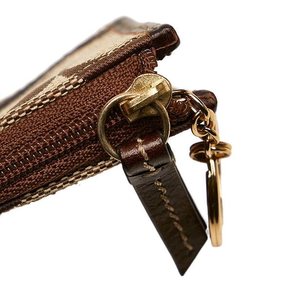 コーチ シグネチャー コインケース ブラウン ベージュ キャンバス レザー レディース COACH 【中古】