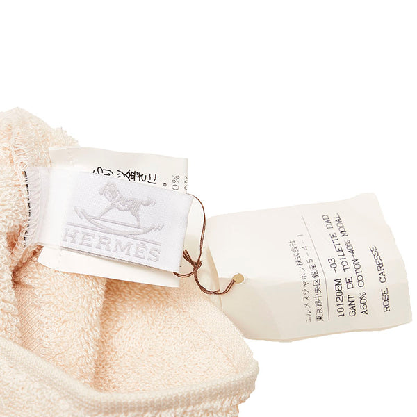 エルメス ベビーライン ゆり木馬 パイル地 ポーチ ライトピンク コットン レーヨン レディース HERMES 【中古】