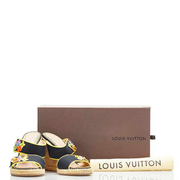 ルイ ヴィトン エスパドリーユ サンダル ブラウン マルチカラー キャンバス レザー レディース LOUIS VUITTON 【中古】