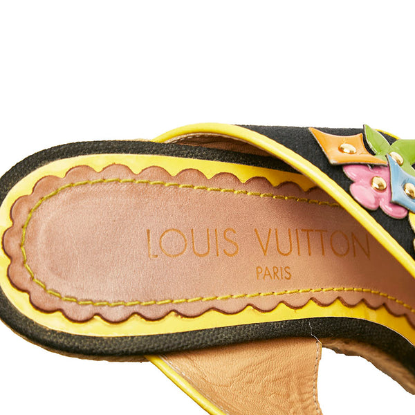 ルイ ヴィトン エスパドリーユ サンダル ブラウン マルチカラー キャンバス レザー レディース LOUIS VUITTON 【中古】