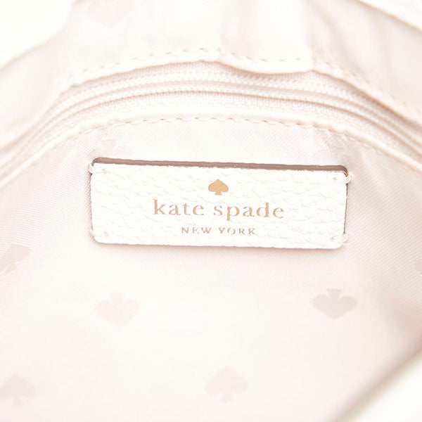 ケイトスペード レイラ ストライプ ハンドバッグ ショルダーバッグ 2WAY ホワイト ベージュ レザー キャンバス レディース Kate Spade 【中古】