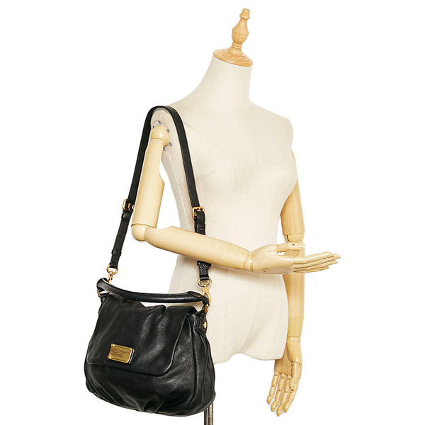 マークバイマークジェイコブス ロゴ プレート ハンドバッグ ショルダーバッグ 2WAY ブラック レザー レディース MARC BY MARC JACOBS 【中古】