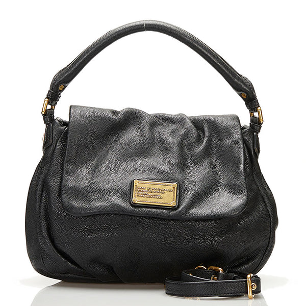 マークバイマークジェイコブス ロゴ プレート ハンドバッグ ショルダーバッグ 2WAY ブラック レザー レディース MARC BY MARC JACOBS 【中古】