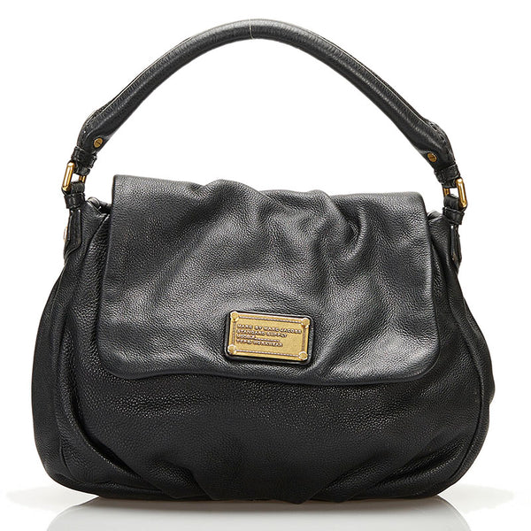 マークバイマークジェイコブス ロゴ プレート ハンドバッグ ショルダーバッグ 2WAY ブラック レザー レディース MARC BY MARC JACOBS 【中古】