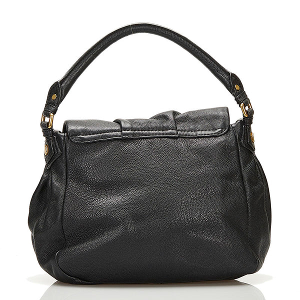 マークバイマークジェイコブス ロゴ プレート ハンドバッグ ショルダーバッグ 2WAY ブラック レザー レディース MARC BY MARC JACOBS 【中古】