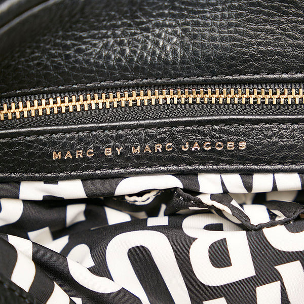 マークバイマークジェイコブス ロゴ プレート ハンドバッグ ショルダーバッグ 2WAY ブラック レザー レディース MARC BY MARC JACOBS 【中古】