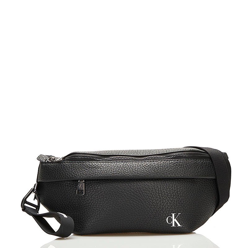 カルバンクライン ロゴ ボディバッグ ウエストバッグ ブラック レザー メンズ Calvin Klein 【中古】