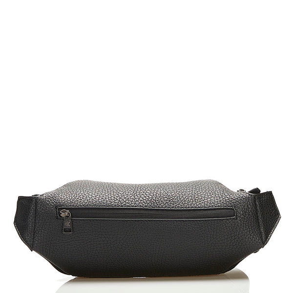 カルバンクライン ロゴ ボディバッグ ウエストバッグ ブラック レザー メンズ Calvin Klein 【中古】