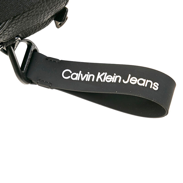 カルバンクライン ロゴ ボディバッグ ウエストバッグ ブラック レザー メンズ Calvin Klein 【中古】