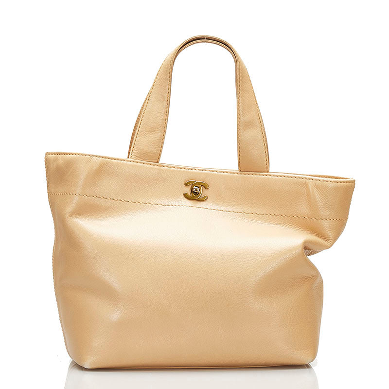 シャネル ココマーク ハンドバッグ ベージュ レザー レディース CHANEL 【中古】