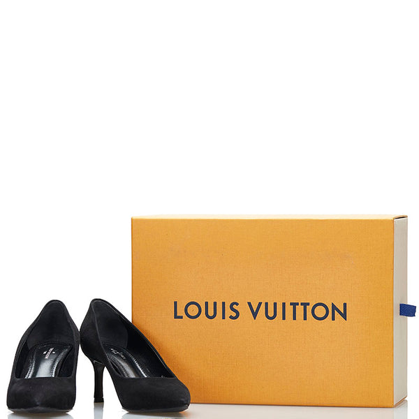 ルイ ヴィトン LVロゴ パンプス ブラック スウェード レディース LOUIS VUITTON 【中古】