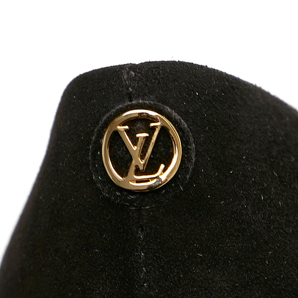 ルイ ヴィトン LVロゴ パンプス ブラック スウェード レディース LOUIS VUITTON 【中古】