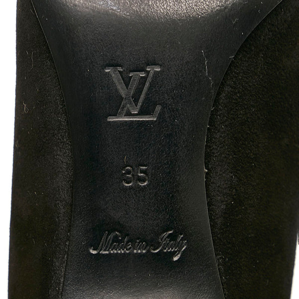 ルイ ヴィトン LVロゴ パンプス ブラック スウェード レディース LOUIS VUITTON 【中古】