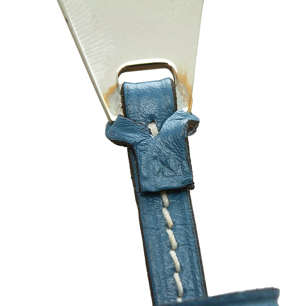 エルメス バッグチャーム ブルー レザー メタル レディース HERMES 【中古】