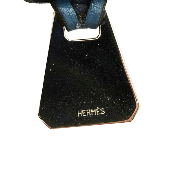エルメス バッグチャーム ブルー レザー メタル レディース HERMES 【中古】