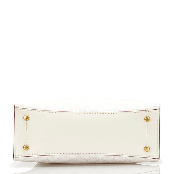 コーチ シグネチャー チャーリ－ キャリーオール ハンドバッグ ショルダーバッグ 2WAY 32749 ベージュ ボルドー PVC レザー レディース COACH 【中古】