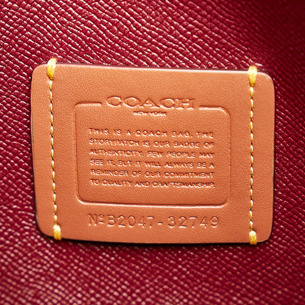 コーチ シグネチャー チャーリ－ キャリーオール ハンドバッグ ショルダーバッグ 2WAY 32749 ベージュ ボルドー PVC レザー レディース COACH 【中古】