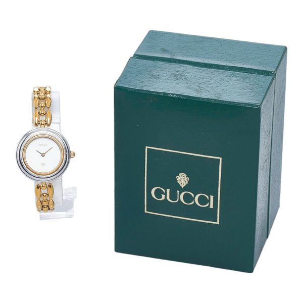 グッチ チェンジベゼル 腕時計 11 12 クオーツ ホワイト文字盤 メッキ レディース GUCCI 【中古】